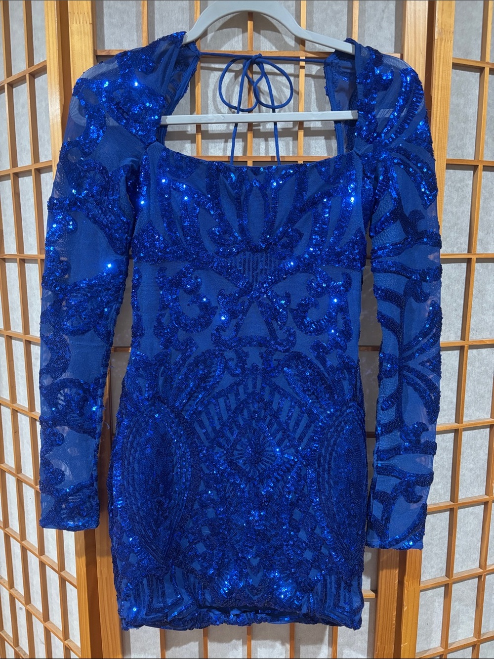 Lucy in the Sky Royal Blue Sequined Long Sleeve Mini Dress